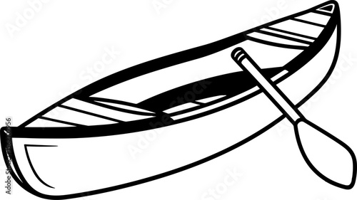 Canoe and Paddle: A Minimalist Icon for Water Sports Adventure