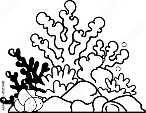 Mystical Coral Reef: A Monochrome Aquatic Dreamscape