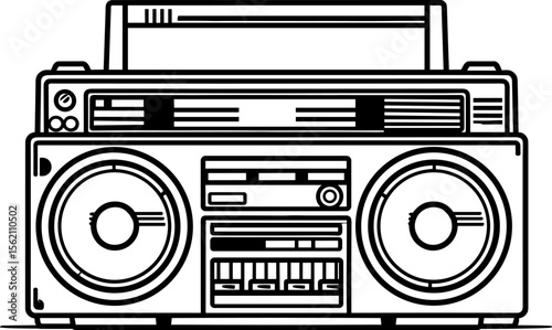 Vintage Boombox Stereo: Retro Music Player Illustration