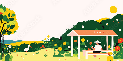 Woman tending to flowers in...