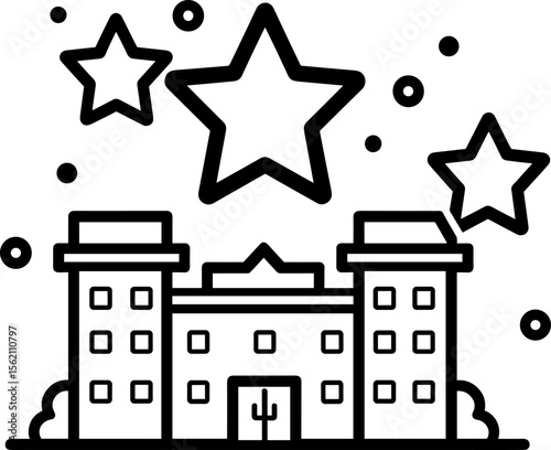 Modern Cityscape with Starry Accents: Buildings and Architecture Icon