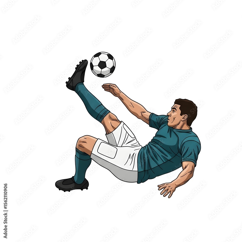 Fototapeta premium Mid-Air Bicycle Kick Football Player PNG with Transparent Background