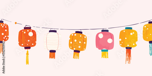 Vibrant colorful lanterns s...