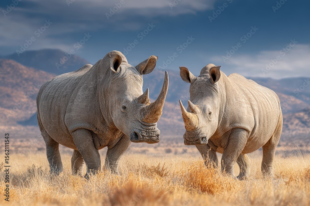 Fototapeta premium Rhino Pair Wildlife Safari