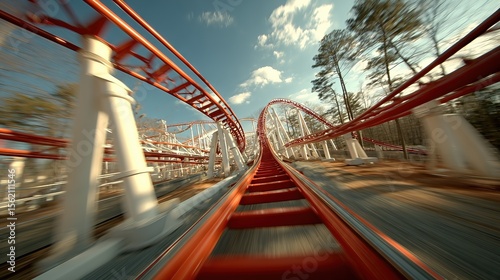 High-Speed Roller Coaster Thrill Ride POV