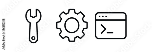 Wrench gear terminal icons on gray background vector icon isolated illustration