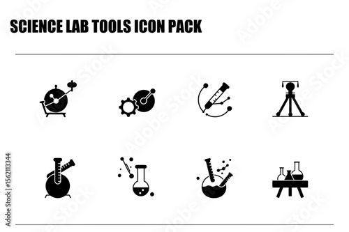 Science lab tools icons in a flat design style. Collection of various lab equipment for educational use. Science lab icons. various tools -