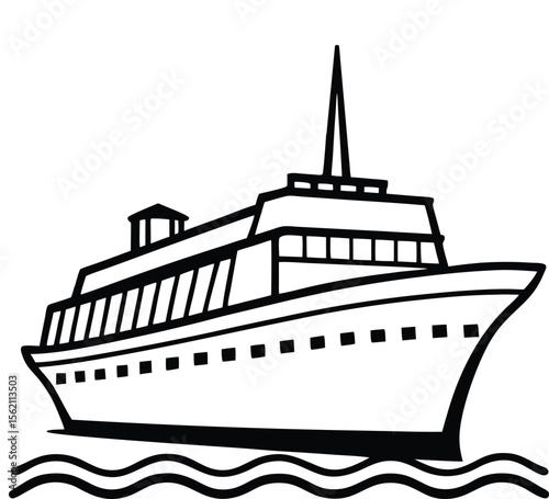 Vector illustration of a ship silhouette for marine travel and ocean transportation design