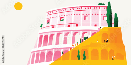 A vibrant, stylized illustr...