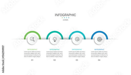 Business infographic template. 4 Step timeline journey. Process diagram, Infographic elements vector illustration.