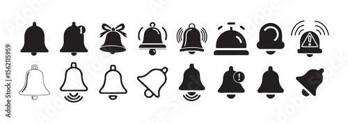 Notification Bell Icons Set. Alert, Ringing, Silent, and Muted Symbols Collection. Victor illustration eps 10