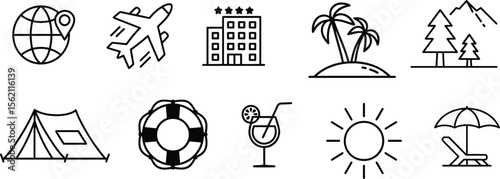 Travel and Vacation Icons: Exploring Destinations, Activities, and Leisure Escapes