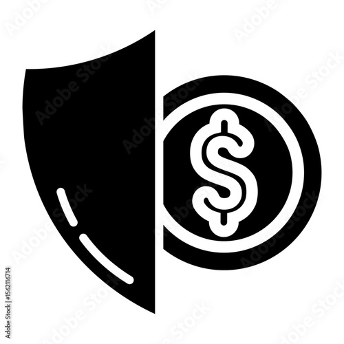 Made in uk a shield protects a gleaming coin vector icon solid style.