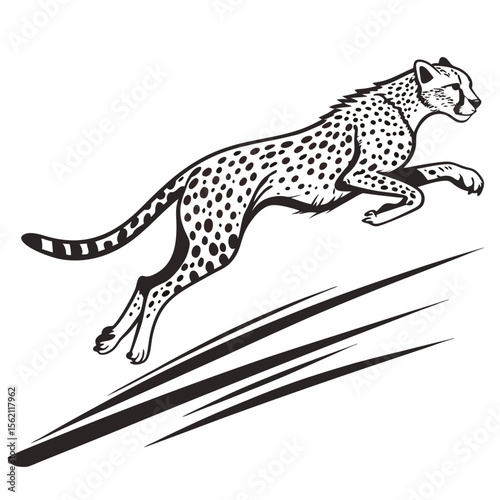 Running Cheetah Vector Illustration – Fast Wild Cat in Dynamic Motion

