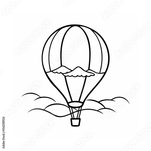 A hot air balloon with clouds a coloring page design travel flight