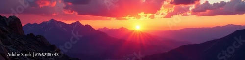 Dramatic sunrise illuminates Superstition Mountains peaks , image, sunrise
