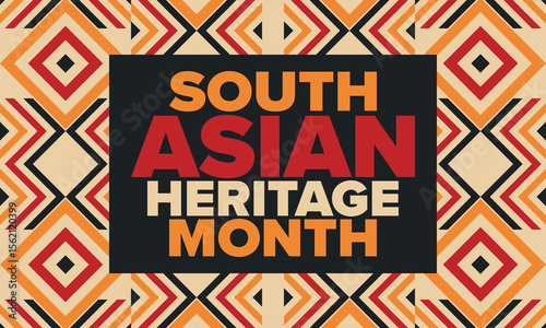 South Asian Heritage Month. Celebrate the diverse cultures and histories of South Asia. Traditional pattern. Creative art poster. Vector illustration
