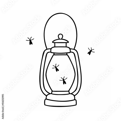 A lantern with fireflies on a coloring page firefly insect