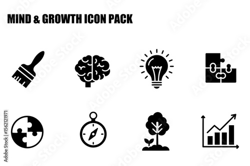 Mind & Growth Icon Pack. Simple, universal icons representing ideas for personal and professional development.