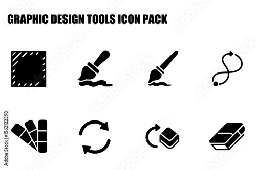 Graphic design tools icon set for web use. Flat design icons for graphic design tools in a white background.
