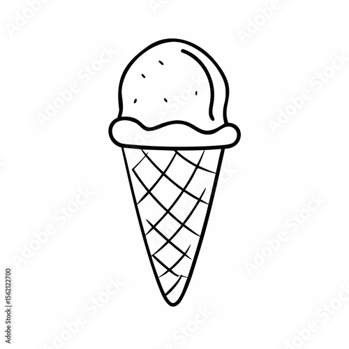An ice cream cone with a scoop ice cream on top isolated on dessert