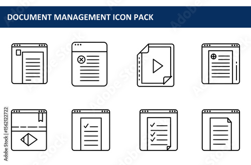 Document Management Icon Pack. Generic user interface icons for various document actions in a digital workspace.