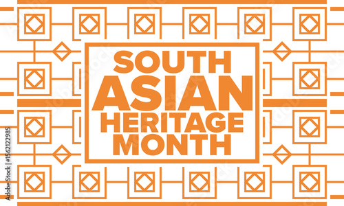 South Asian Heritage Month. Celebrate the diverse cultures and histories of South Asia. Traditional pattern. Creative art poster. Vector illustration