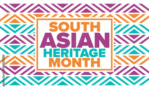 South Asian Heritage Month. Celebrate the diverse cultures and histories of South Asia. Traditional pattern. Creative art poster. Vector illustration