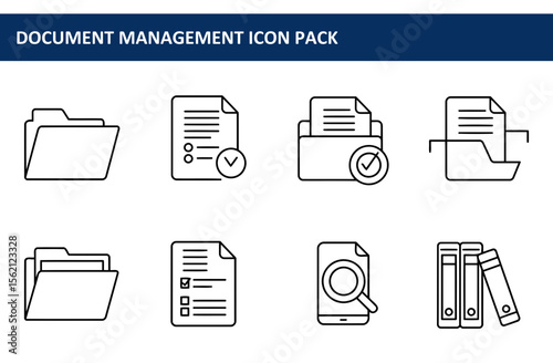 Document Management Icons with Various File Actions