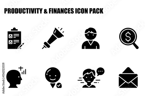 Productivity and Finance Icon Pack. General Business Icons in a flat design.