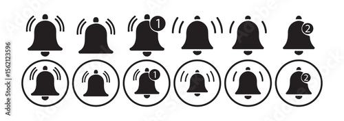 Notification Bell Icons Set. Alert, Ringing, Silent, and Muted Symbols Collection. Victor illustration eps 10