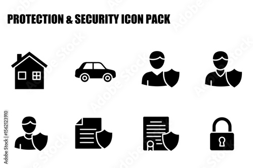 Protection and Security Icons with various protection details