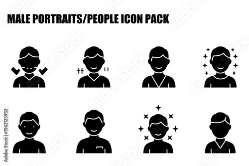Simple icons showing a man's wellness journey from aging to confident, ideal for social media or infographics.