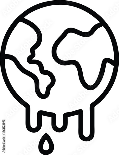 Outline of a melting earth, global warming concept, environmental concern