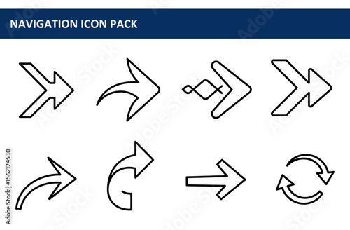Collection of various arrow icons in a graphic design style. Simple, black outline icons against a white background.