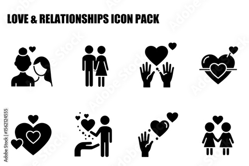 Love and relationships icon pack showcasing diverse couples in various poses and scenarios. Diverse couples in various poses with a focus on love and relationships.