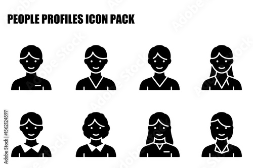 Profile icons of diverse men and women in professional attire, displaying neutral expressions. Collection of various people in front of a plain background.