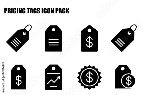 Pricing tags, various types, simple icons. Flat vector graphics.