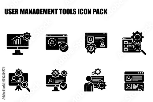 User management tools icon pack showing various functions