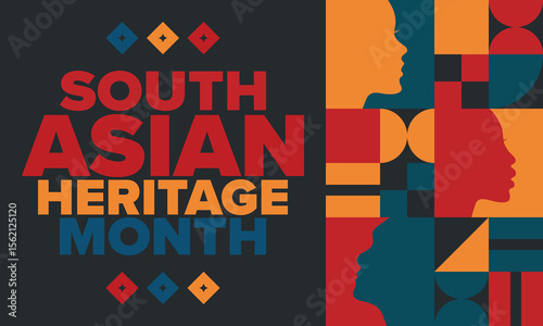 South Asian Heritage Month. Celebrate the diverse cultures and histories of South Asia. Traditional pattern. Creative art poster. Vector illustration