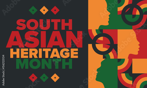 South Asian Heritage Month. Celebrate the diverse cultures and histories of South Asia. Traditional pattern. Creative art poster. Vector illustration