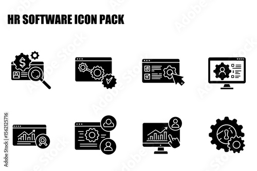 HR Software Icons with various functions on computer screens