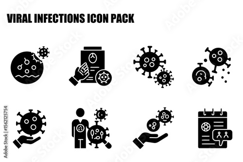 Viral Infections Icon Pack. Medical professional icons depicting viral infections and related medical processes.