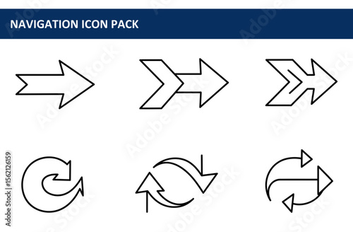 Basic navigational icons in various directions. Simple, black line graphics on a white background.