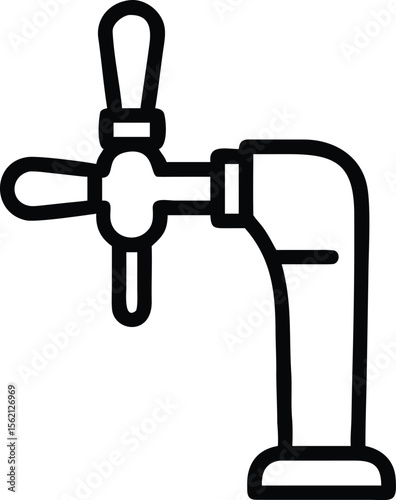 Outlined beer tap illustration for pub, bar, or brewery design elements