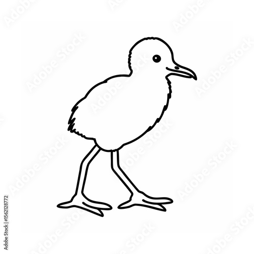 Outline a baby bird standing with its beak feet on a chick drawing