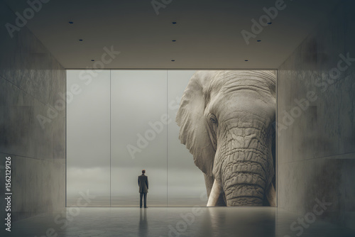 elephant in the room metaphor. avoid to resolve obvious problem in business