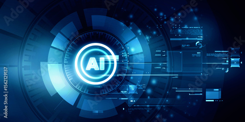 2d illustration Artificial Intelligence (AI) concept