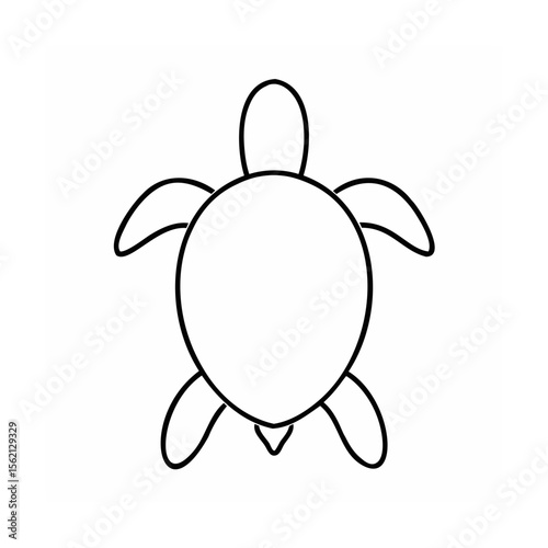 Outline a sea turtle with a rounded shell four flippers on animal creature