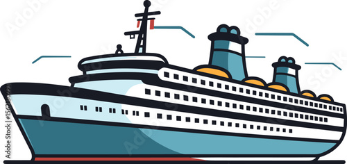 Cruise Ship Vector Illustration: A Voyage on the Open Sea
